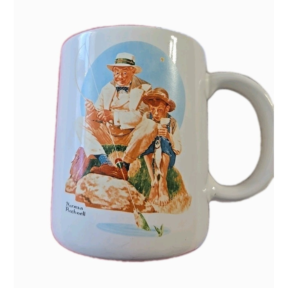 Vintage‎ Norman Rockwell Catching The Big One Coffee Mug/Cup 1987